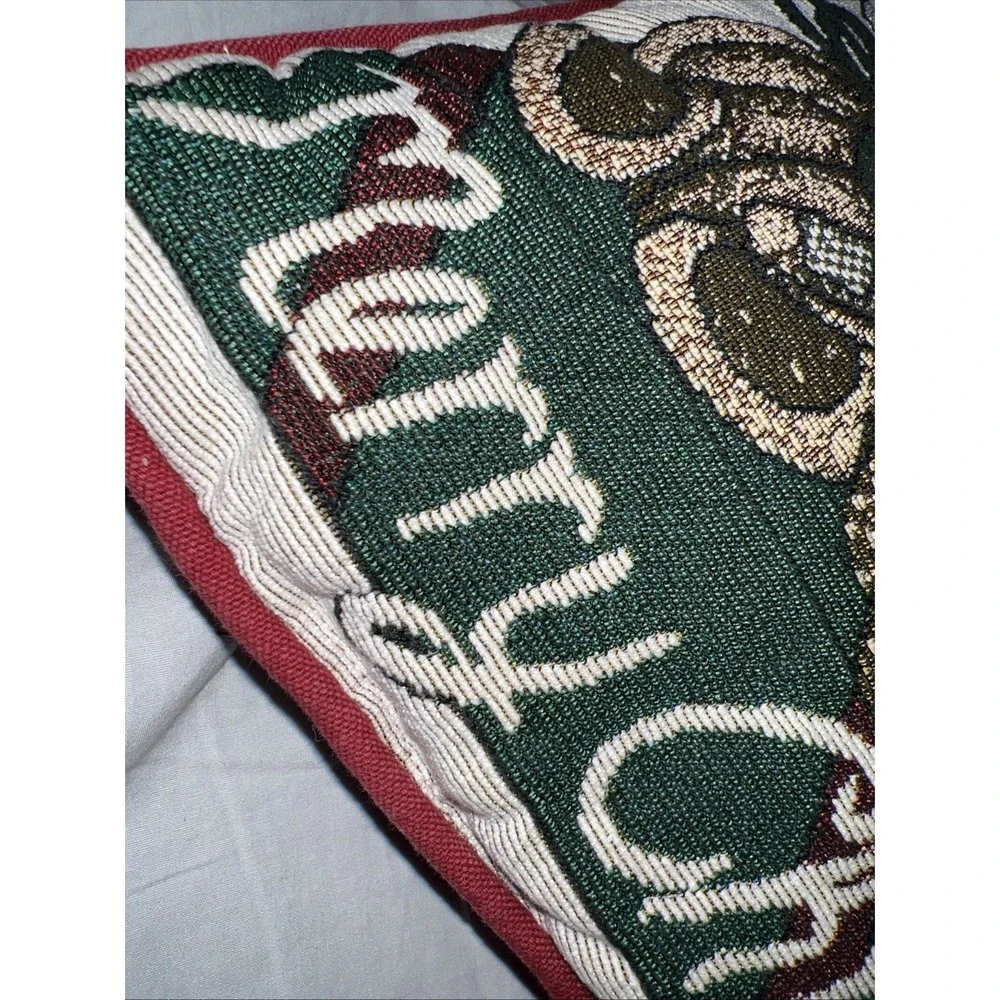 Christmas Holiday Tapestry Throw Pillow Merry Christmas Teddy Bears 12x9